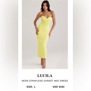 House of CB Lucila Neon Strapless Corset MIDI Dress